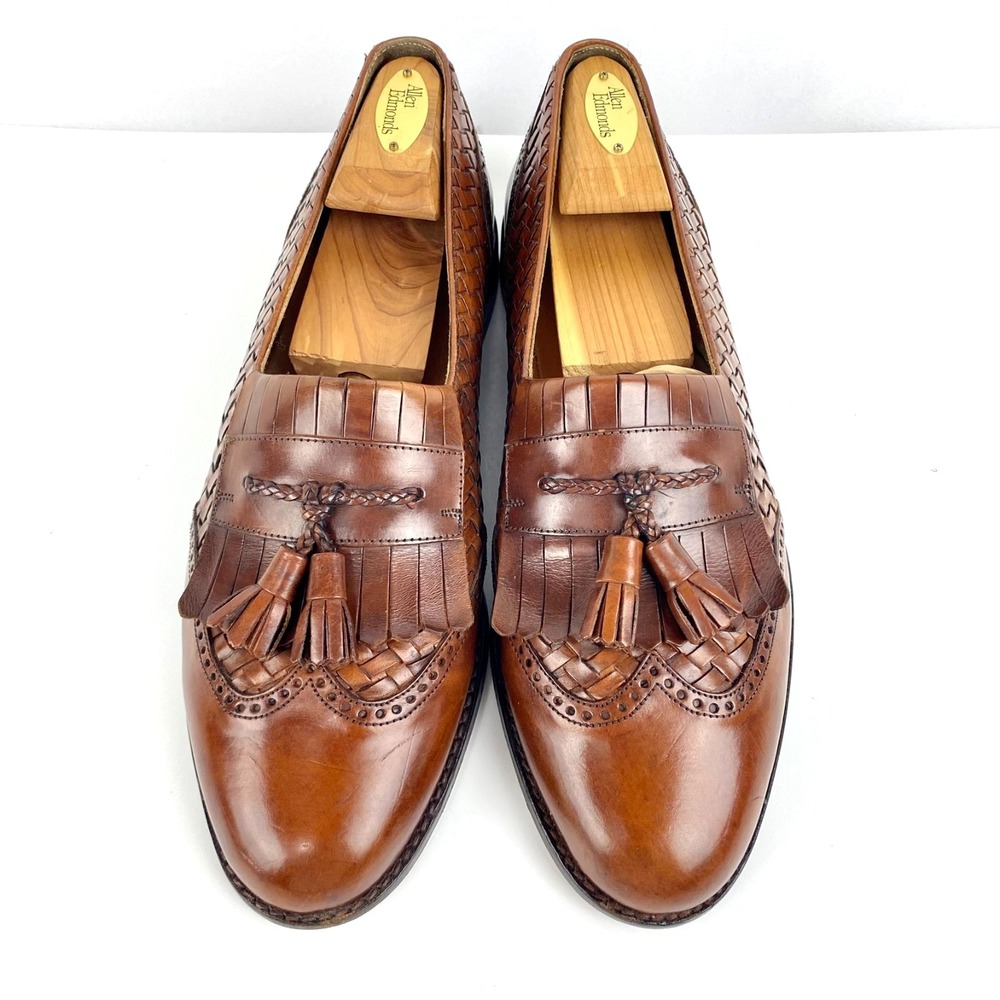 Mezlan Alicante Woven Leather Tassel Loafers Men's 10 M Brown Wingtip LKNU Spain - Picture 3 of 10